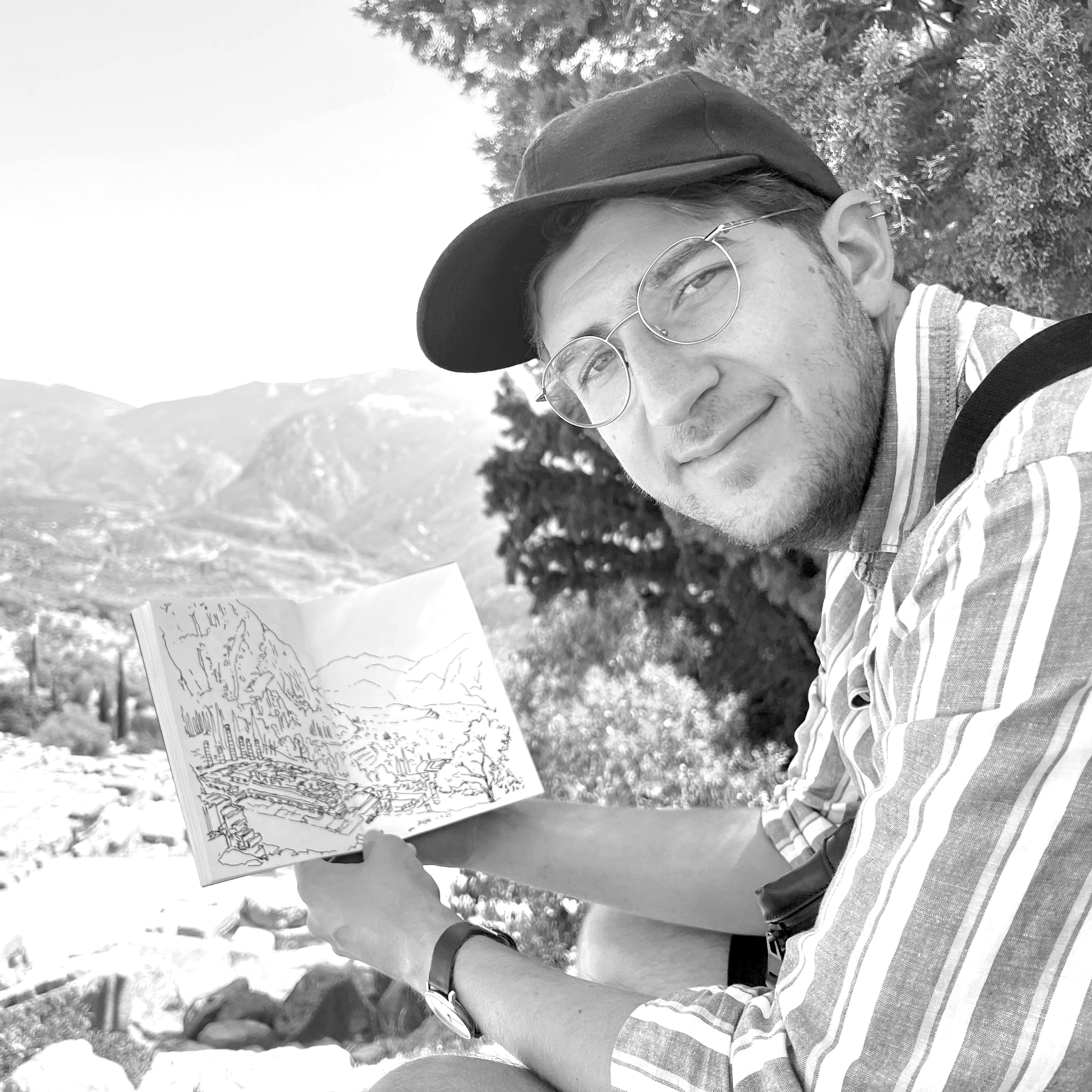 Nuno Sarmento drawing outdoors